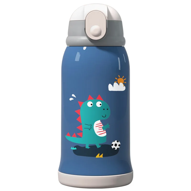 

550ml Kids Thermos Mug With Straw Stainless Steel Cartoon Vacuum Flasks Children Cute Thermal Water Bottle Tumbler Thermocup