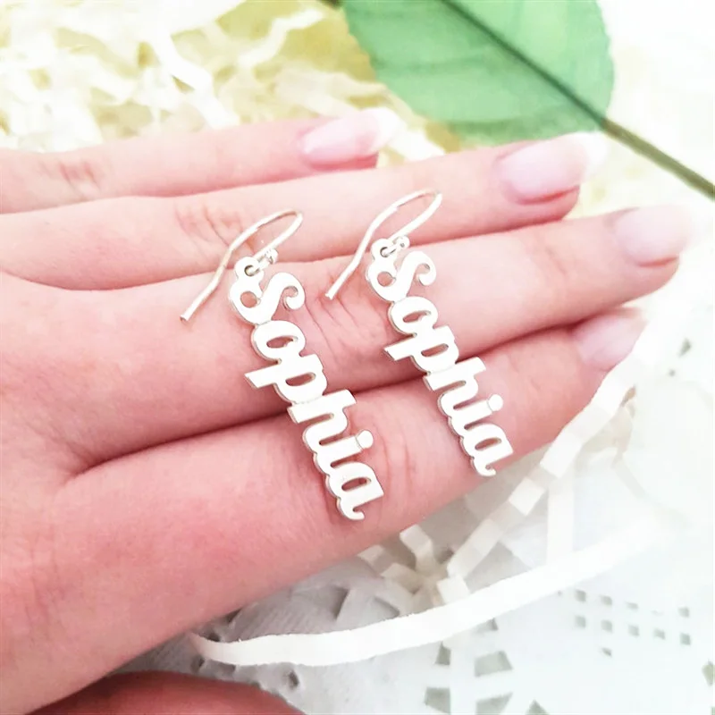 

Sale Dangle Earrings Stainless Steel for Teens Women Couple Friend Named Personalized Custom Unusual Ear Cool Stuff 2021 Trend