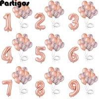 1set rose gold 1 2 3 4 5 6 7 8 9 foil balloons number happy birthday balloon 1st birthday party decorations kids baby shower