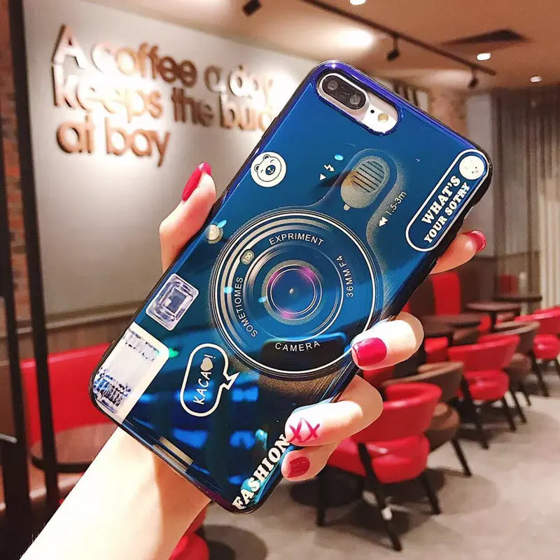 Мягкий чехол YSW для Xiaomi Mi A2 Lite A1 Max 3 Redmi Note 5 Pro S2 Plus с синей подсветкой в форме камеры