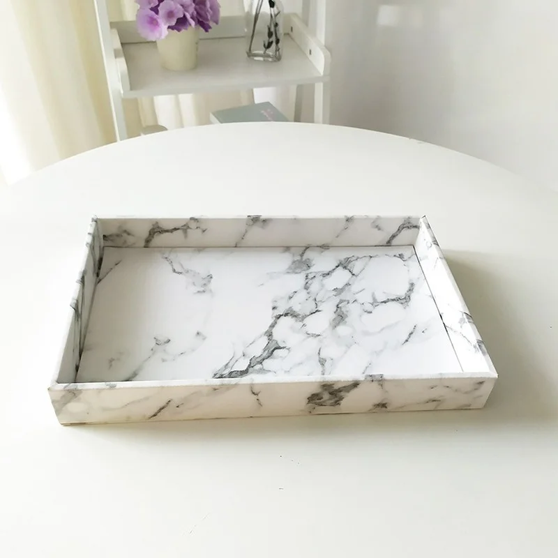 

Marble Pattern Storage Serving Tray Chinese Gongfu Tea Set Tray Dessert Breakfast Fruit Food Tray Snack Plate Desktop OrganizerF