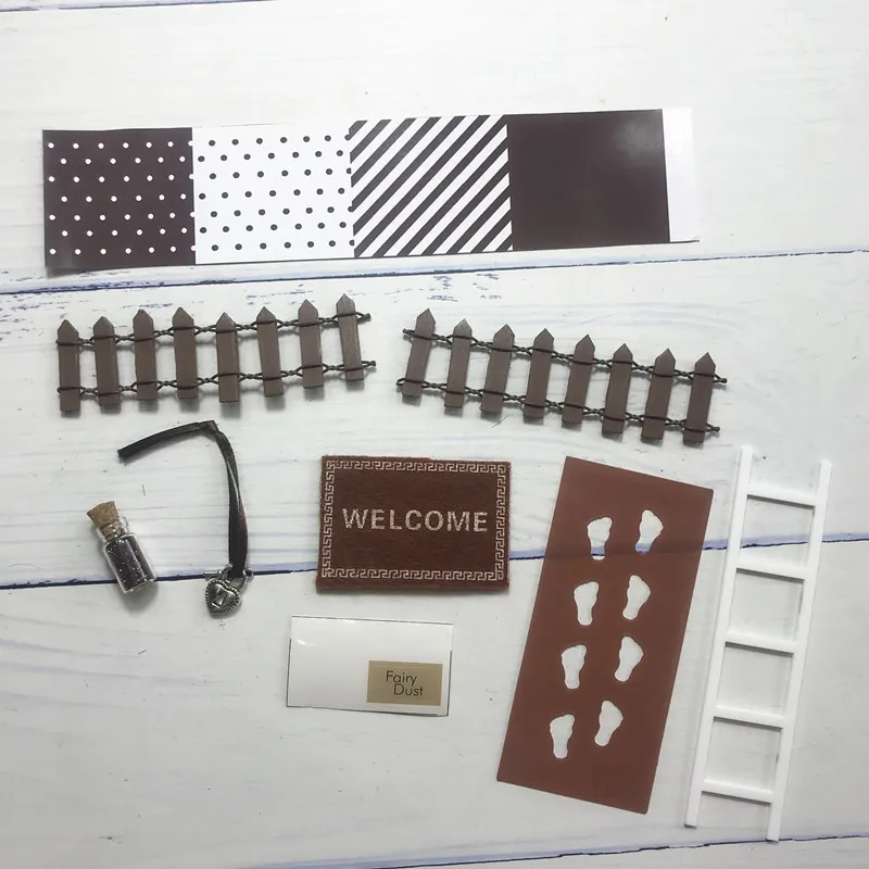 Dark Brown DIY Ручная работа сказочная дверь отличный подарок для ребенка миниатюрный волшебный зуб Сказочный дверной коврик лестница забор суккулент мини аксессуар сумка - Цвет: Dark Brown