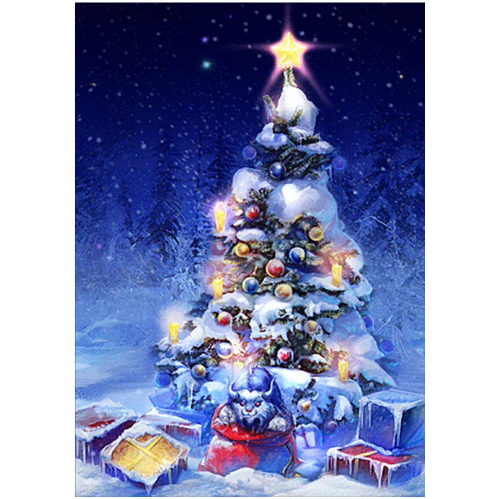 

5D круглая дрель, полная дрель, Рождественская елка, сделай сам, вышивка крестиком, украшение 30*40 см