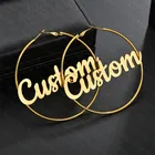 Серьги-кольца в стиле панк 30 мм-70 мм, персонализированные именные украшения из нержавеющей стали с надписью, бижутерия в стиле хип хоп