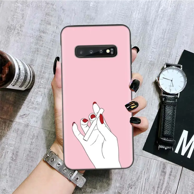 Зажигалка сигарета черный чехол для телефона для samsung Galaxy S10+ Plus Lite Note 10 9 8 S9 S8 J4 J6+ Plus S7 S6 Edge Coque