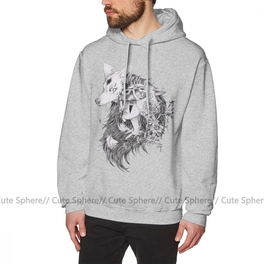 Mononoke Толстовка принцесса Mononoke студия Ghibli толстовки мужские модные пуловеры худи хлопковые Свободные Теплые Красные XL толстовки с длинным рукавом - Цвет: Gray