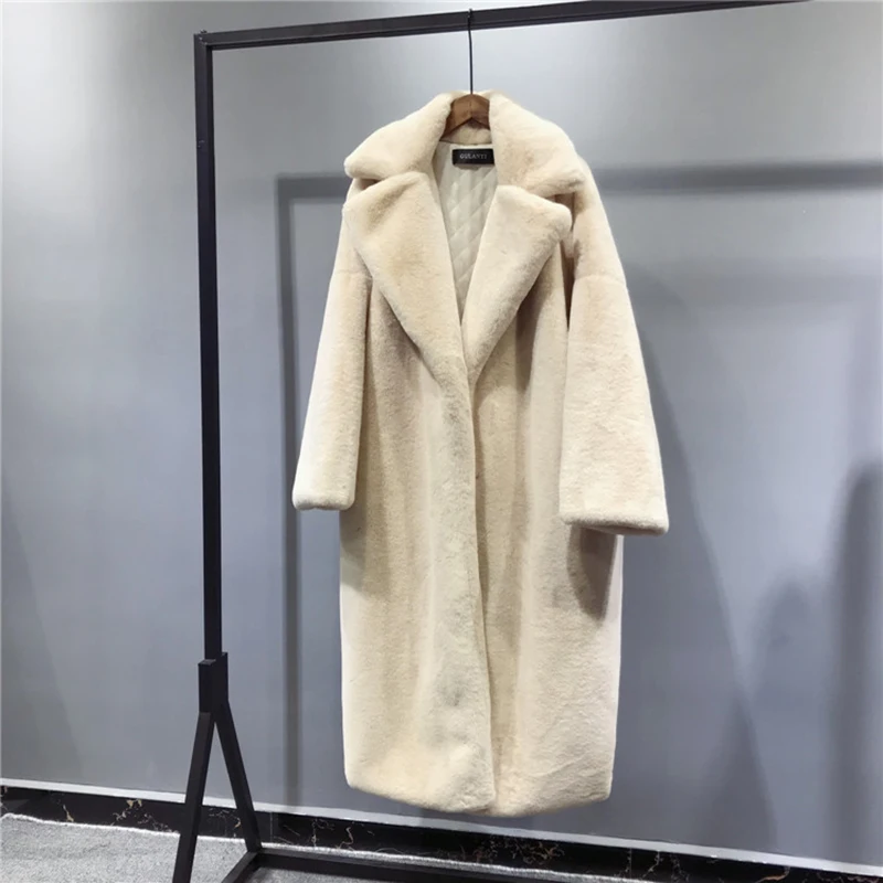 

Long imitation Mink Coats Leopard Fur Coat Women 2021 Autumn Winter Thick Warm Plush Jacket Windbreakers Plus size Female