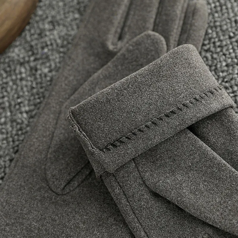 

Winter Women Touch Screen Gloves Soft Warm Windproof Suede Single Layer Female Thin Elegant Simple Style Cycling Mittens