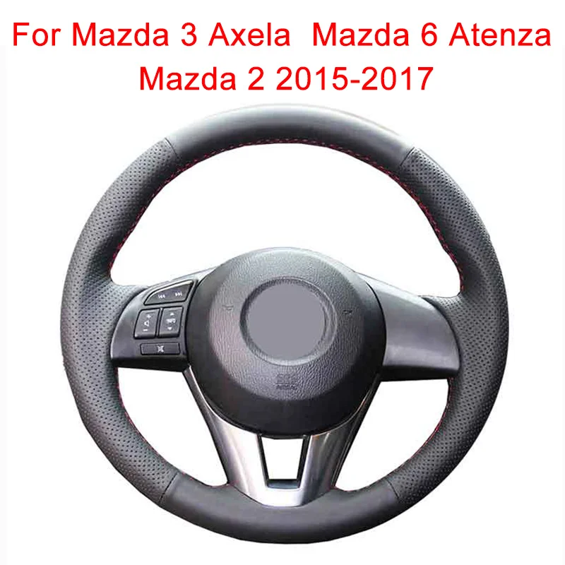 Фото Чехол рулевого колеса автомобиля на заказ для Mazda 3 Axela 2013-2016 6 Atenza 2014-2017 2 Кожаная