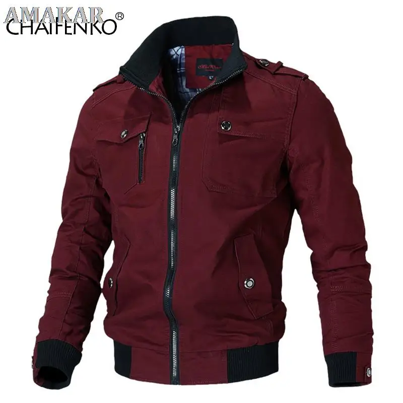 

Jacket Men Fashion Casual Windbreaker Jacket Coat Men 2021 Spring Autumn New Hot Outwear Stand Slim Military Jacket Mens