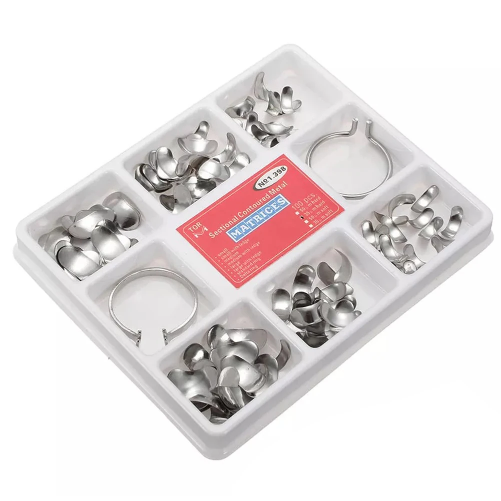 

100Pcs/Set Full Kit Sectional Contoured Dental Matrix Band Delta Filling Wedges Add-On Wedge