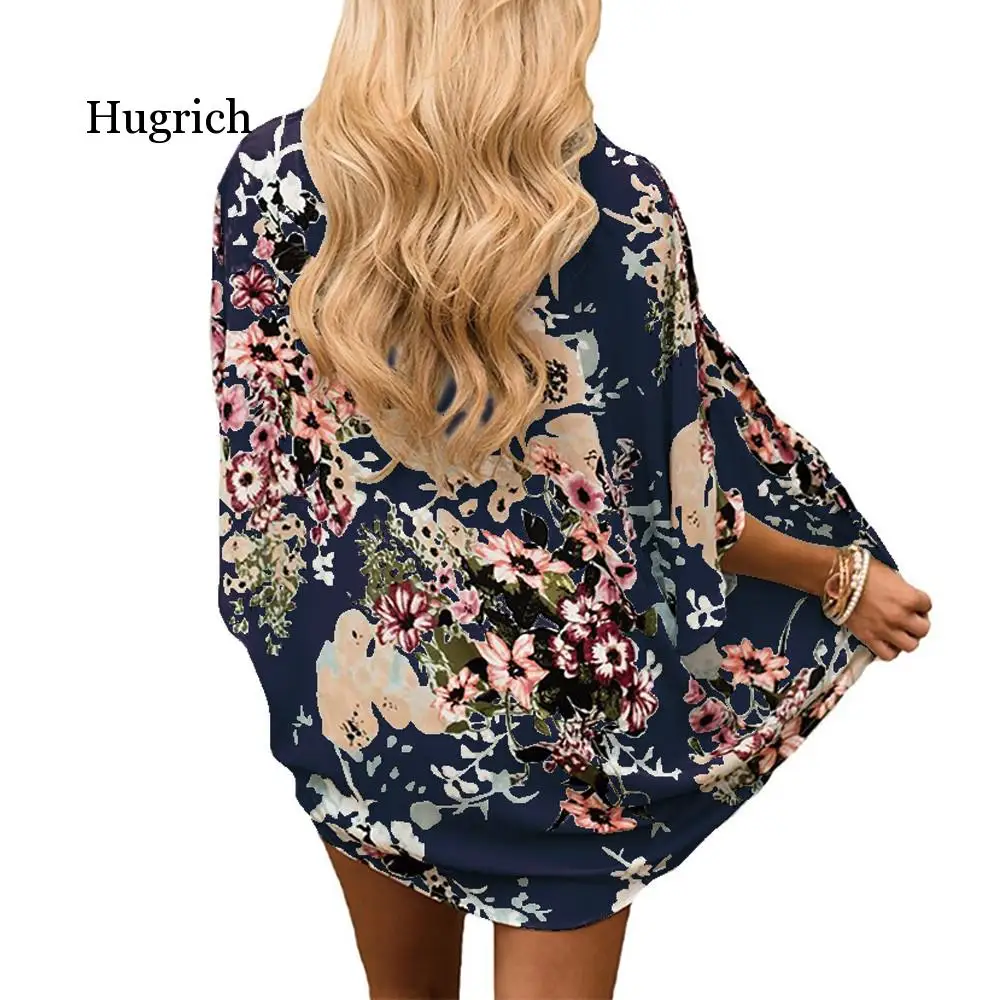 

Women Kimono Loose Shawl Cardigan Summer Floral Printed Chiffon Blouse Fashion Feminino Ladies blusas Shirt Tops 2021