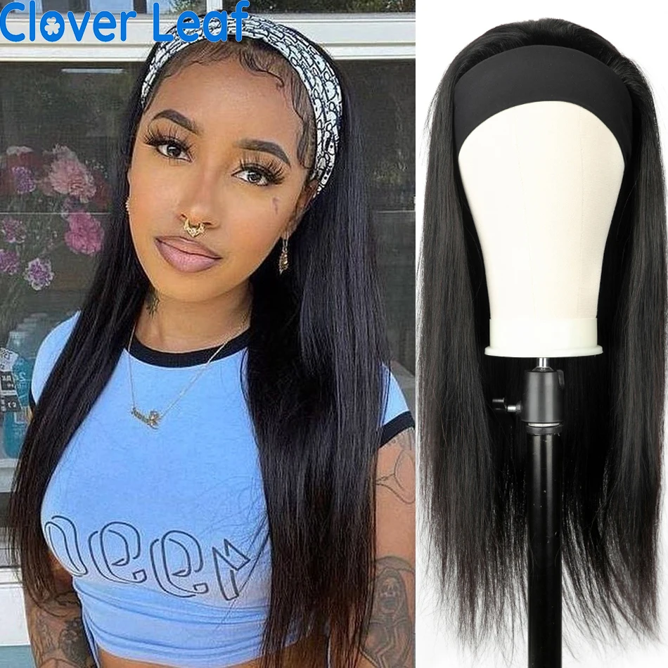 

Clover Leaf Straight Headband Wigs 150% Peruvian Head Band Wigs Human Hair Remy Headband Wig Human Hair Free Headbands For Women