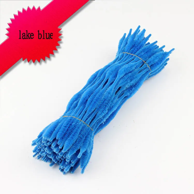 lake blue 100 шт Красочные гофрированные шенилле Стебли трубы скрученный стержень ручной материал, аксессуары для поделок Детские интеллектуальные игрушки Дети - Цвет: lake blue