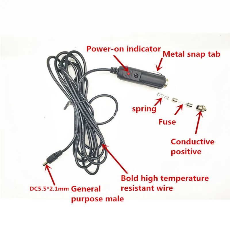 

3 Meter 12V Car Cigarette Lighter Line Extension Power Adapter Plug Cable Cord Socket Replacement DC Interior Parts Accessories