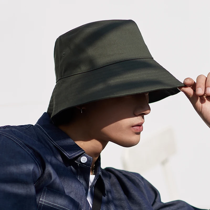 

2021 Black Solid Bucket Hat Two side Wear Bob Caps Hip Hop Men Summer Panama Cap Beach Sun Fishing boonie Hat