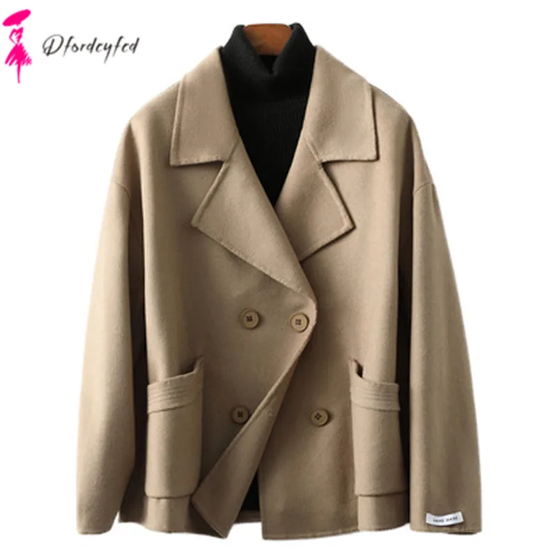 

2021 Spring New Double-Sided Woolen Coat Women'S Woolen Woolen Coat Loose Coat Coat Thicken Women'S Clothes T229