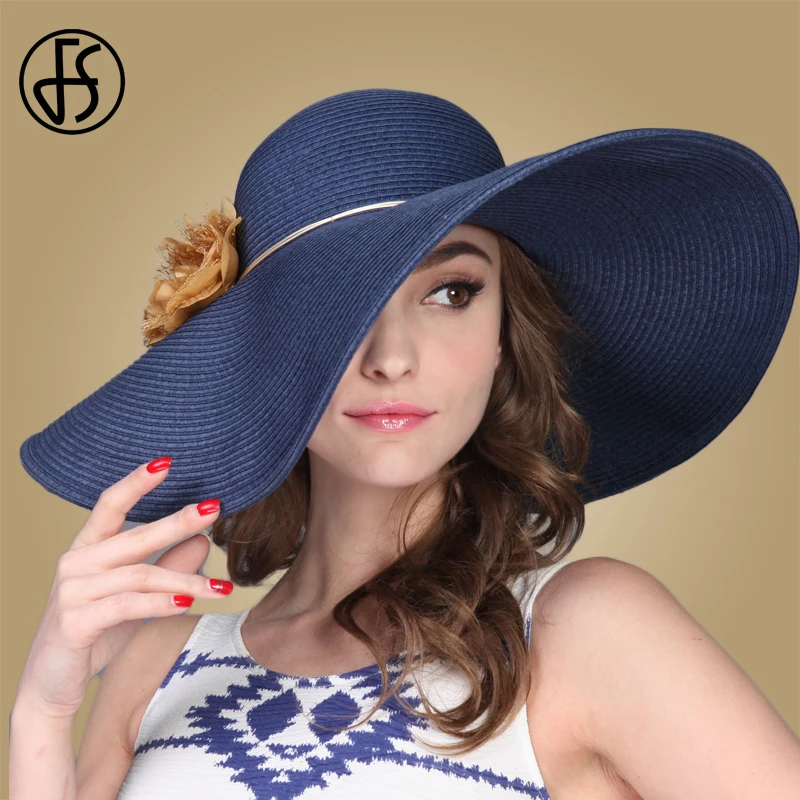 Женская Соломенная шляпка FS складывающаяся от солнца с большими полями и УФ