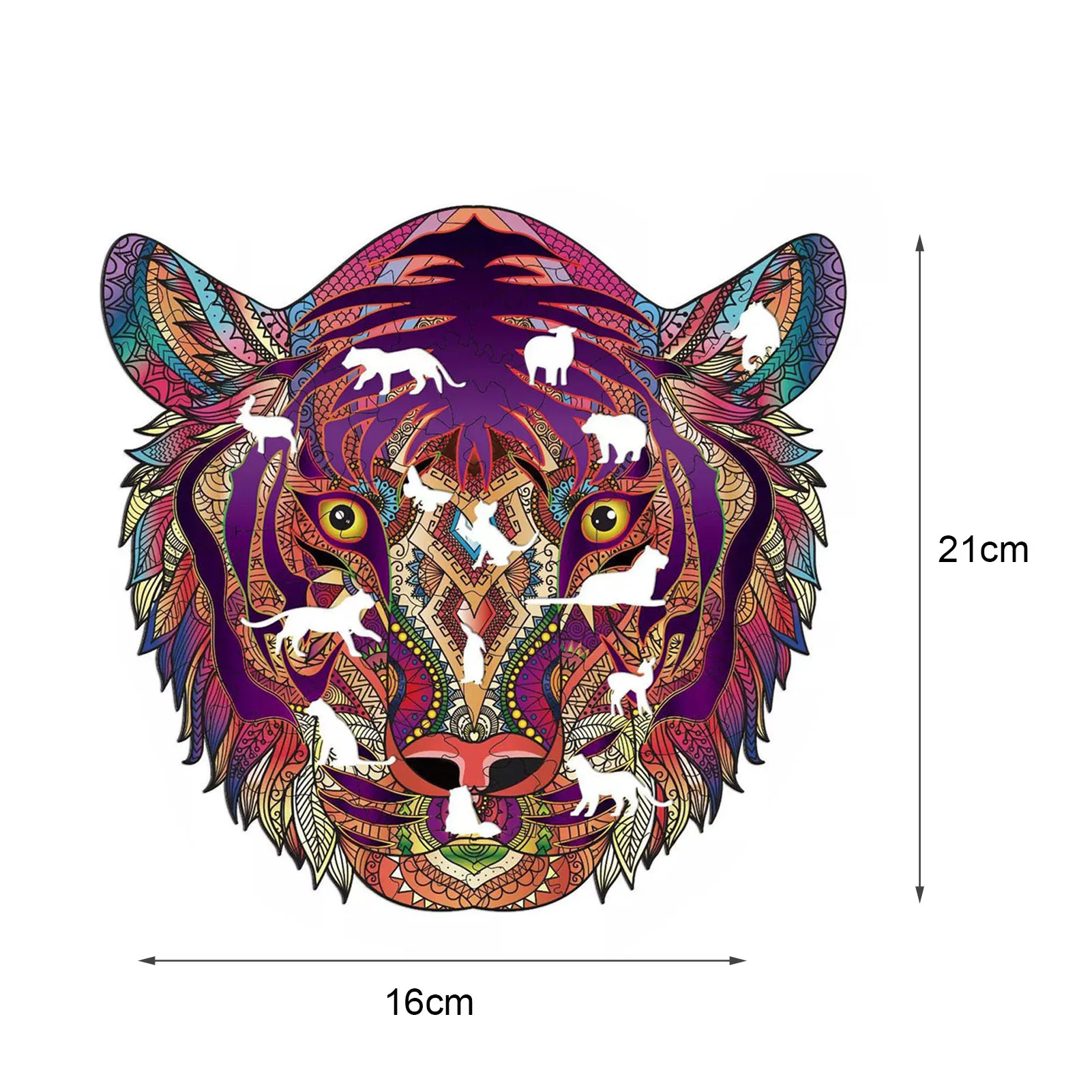 

Wooden Cute 3D Tiger Animal Jigsaw Puzzle Kit Kids Early Educational Toy Gift