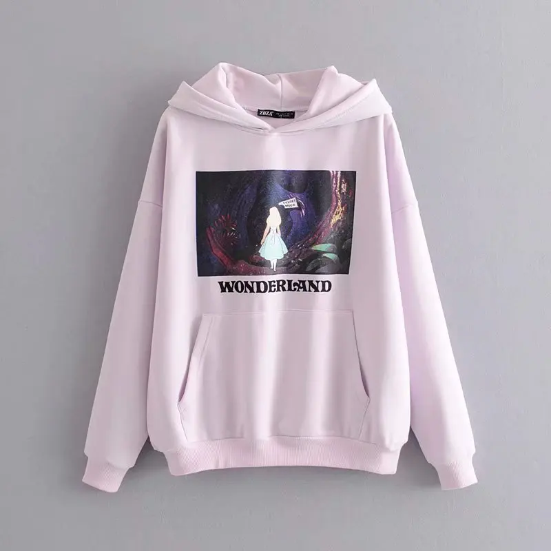

Sweatshirts Women Print Pink Women's Gown With A Hood Hoodies Ladies Long Sleeve Casual Hooded Pullover Clothes Sweatshirt