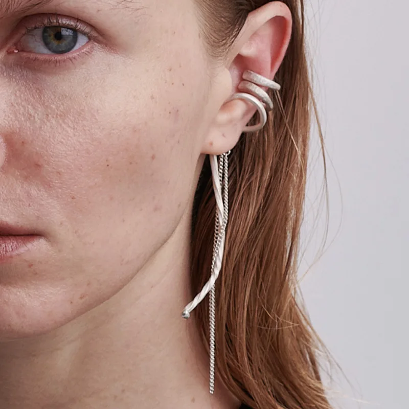 

European and American Tassel Earrings women's long chain ear clip no ear hole personalized fashion versatile ear clip