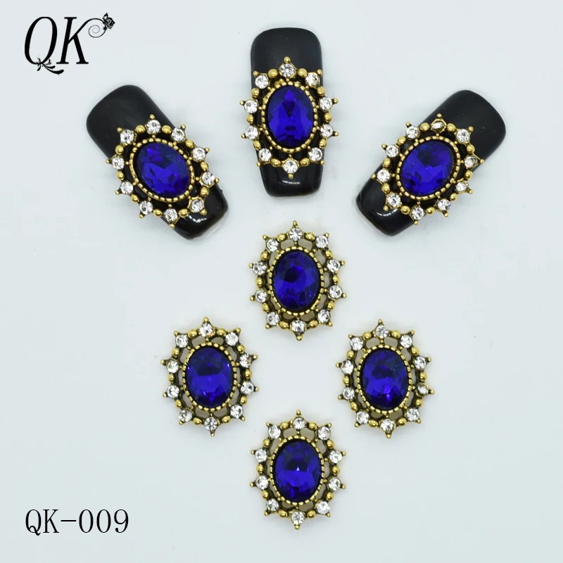 QK-009 10 шт./лот сплав гвозди очарование хрустальные бриллианты СТРАЗА под камень дизайн ногтей украшения ювелирные изделия аксессуары Стразы Новое поступление - Цвет: QK-009
