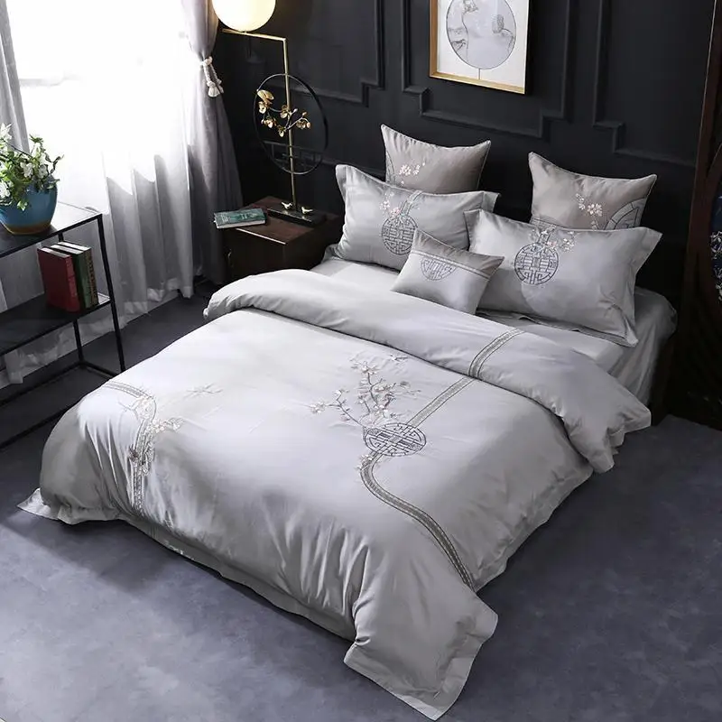 J2 с вышивкой в китайском стиле Постельное белье автоматическая крышка King Размеры