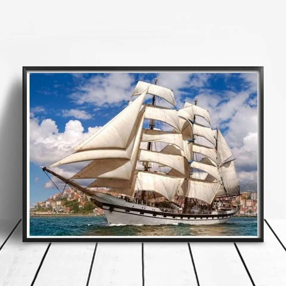 Azqsd алмазная живопись кораблей 5D DIY Бриллиантовая мозаика домашний Декор Картина из страз живописный алмазный узор ручной работы подарок