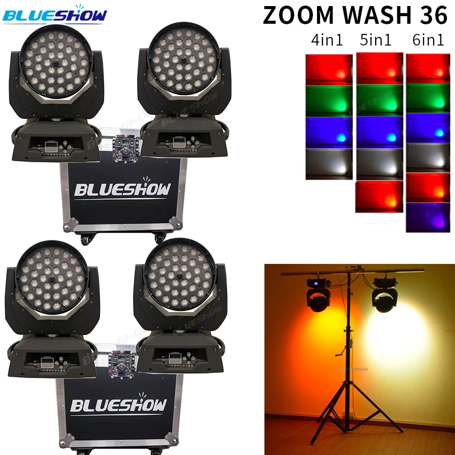 Без налога F светильник чехол 4x светодиодный переместимый 36x18 Вт RGBWA + УФ 6IN1 RGBW Quad