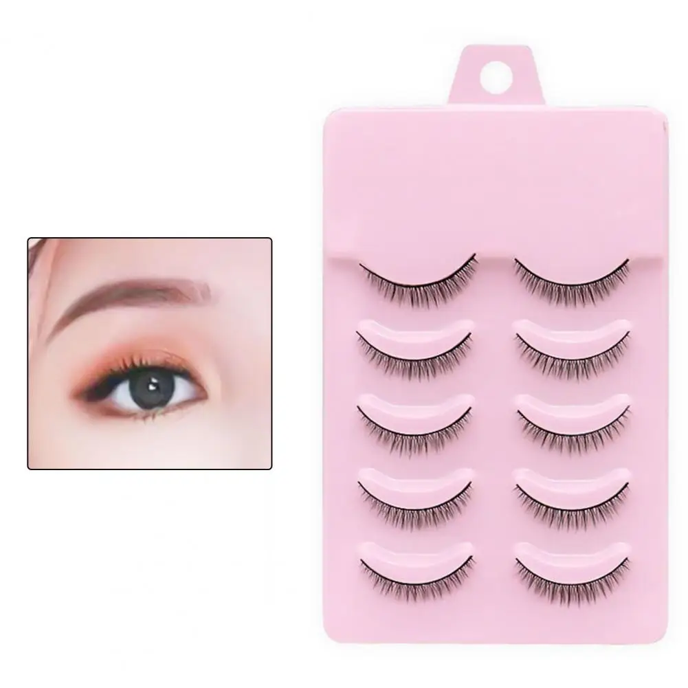 

50% Hot Sale 5Pairs False Eyelashes Natural Perfect Fitting Artificial Fiber Cross Short Makeup Extensions Eye Lashes