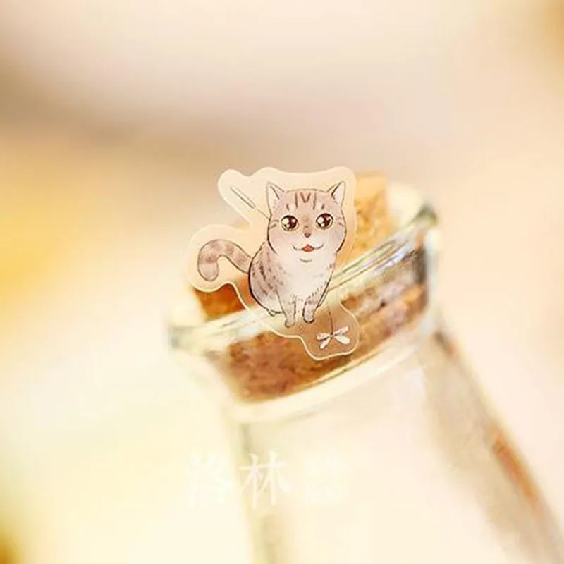 6 шт./пакет 3d Кот наклейки Прозрачный фон наклейки/дневник декоративные