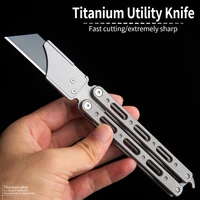 titanium alloy knife butterfly training knife game knife outdoor folding utility knife paper knife