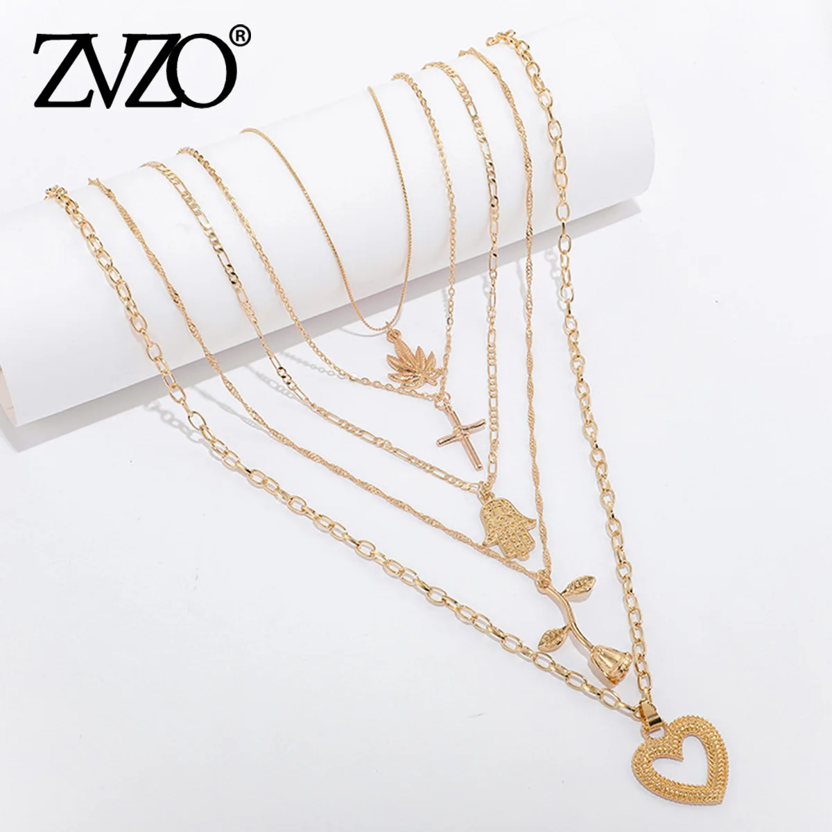 Новая мода Многослойные цветок лист Пальма Крест Сердце Форма ожерелья с