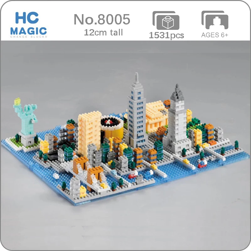 HC 8005 архитектура Нью Йорк Статуя Свободы 3D модель DIY Мини Алмазные блоки кирпичи