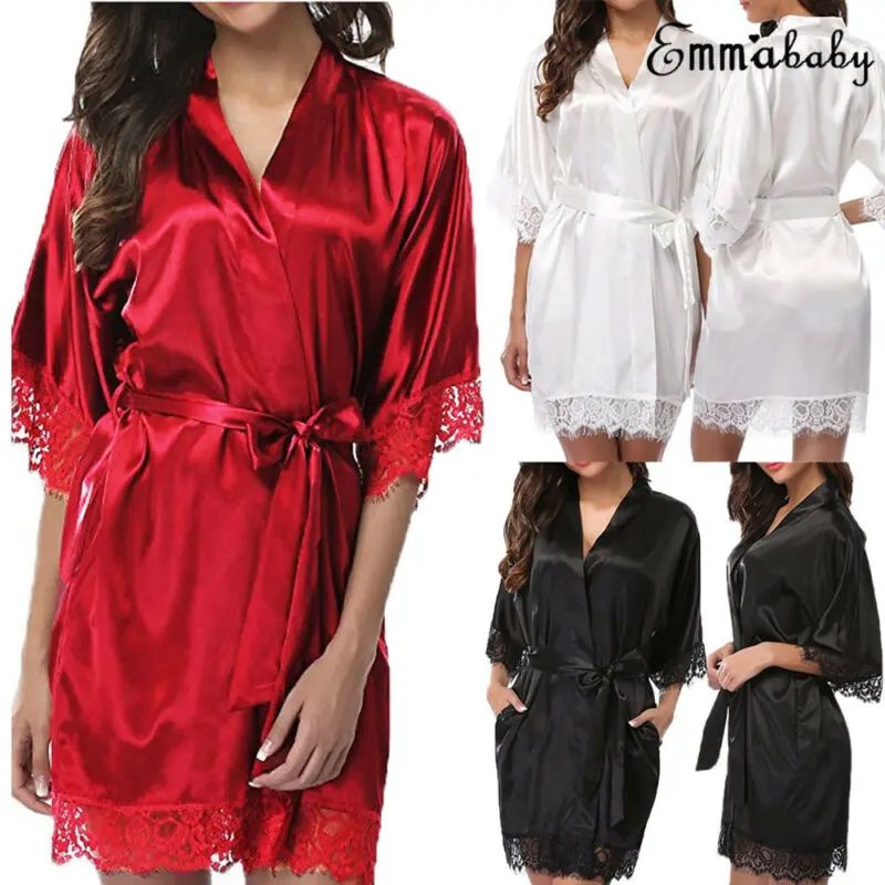 Сексуальные атласные халаты для женщин ночная рубашка с глубоким v образным