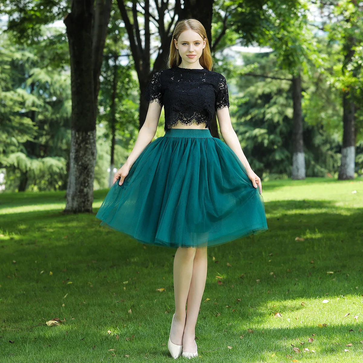 

5 Layers 60CM Fashion Tulle Skirt Pleated Tutu Skirts Women Petticoat Bridesmaids Sweet Party Midi Skirt Jupe Saias faldas