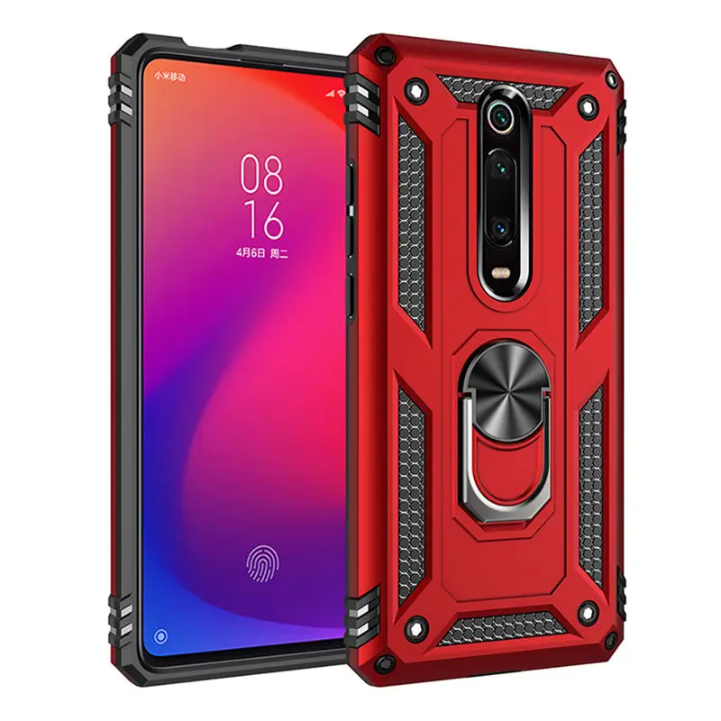 Для Xiao mi K20 Pro mi 9T mi 9 mi 9T CC 9E SE CC9 A3 Lite ударопрочный чехол с магнитным кольцом для Red mi Note 7 8 Pro 7A 8A - Цвет: Red