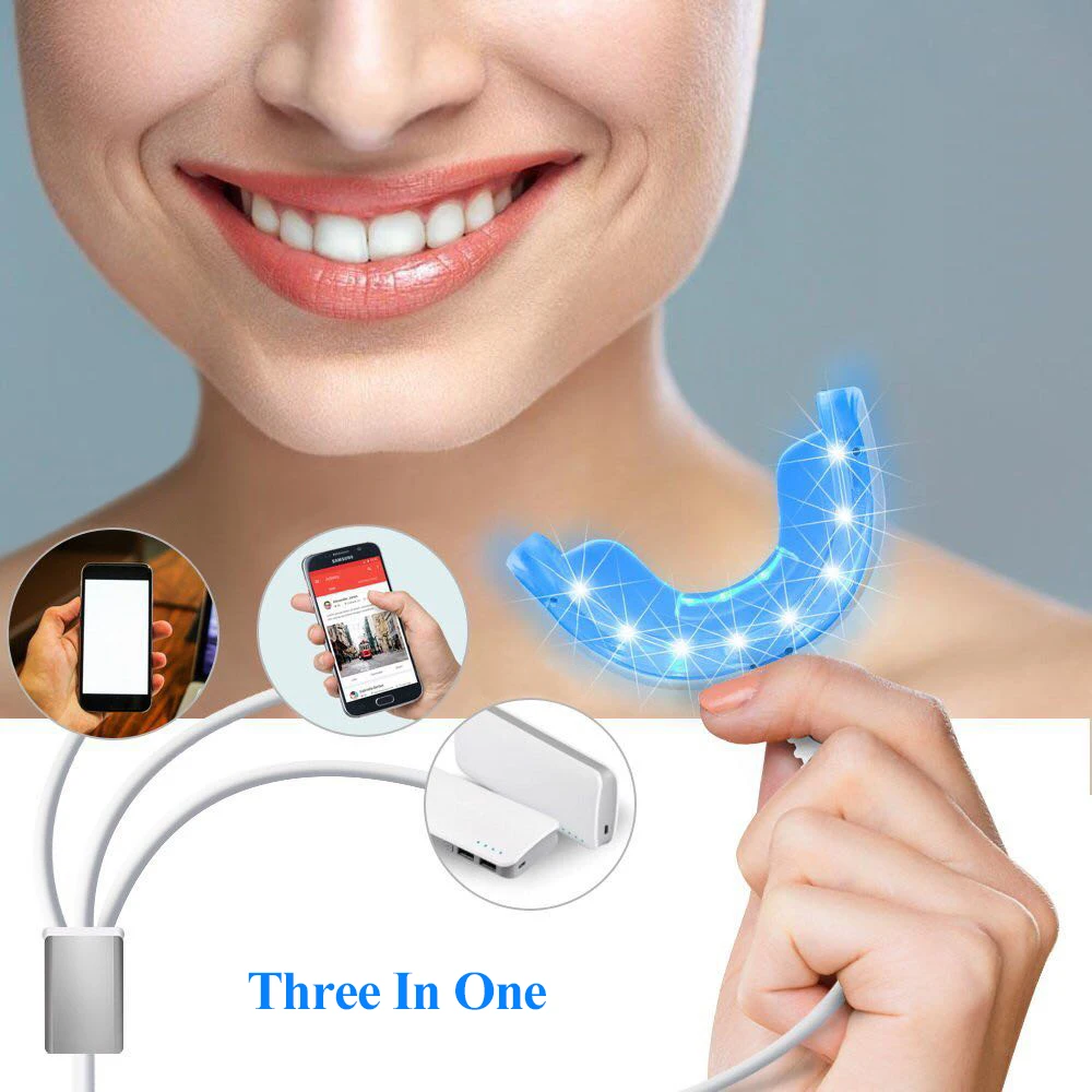 

3-in-1 Teeth Whitening Device High Brightness 16LEDs Blue Light Tooth Whitener Mouth Guard Care Oral Hygiene Dental Equipment