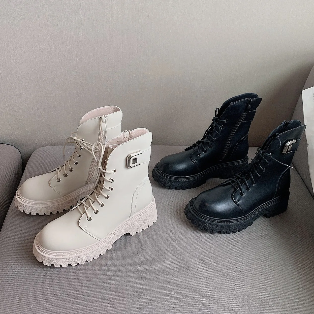 Зимние женские ботинки 2021 модные водонепроницаемые на платформе с круглым