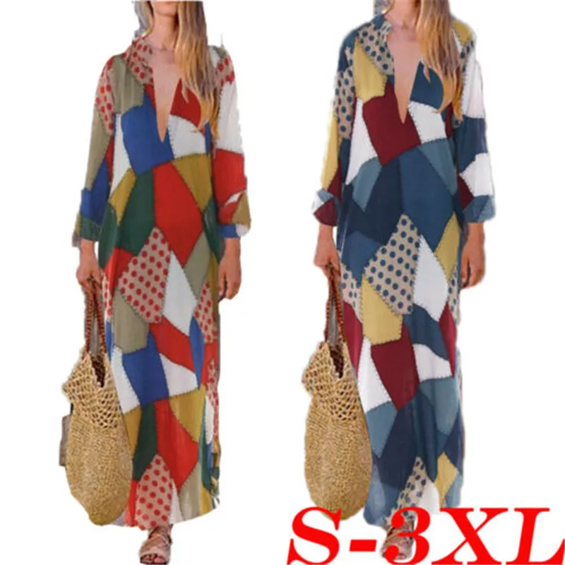 Женское длинное платье макси с длинным рукавом в стиле бохо|Женские платья| |