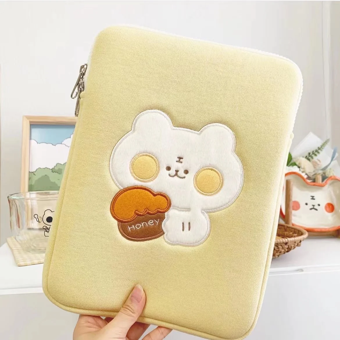 

New Ins Yellow Bear Mac Ipad Air 4 Pro 9.7 10.8 Laptop Case Korean Fashion Bear 11 13 13.3 15 inch Tablet Inner Sleeve Bag Pouch
