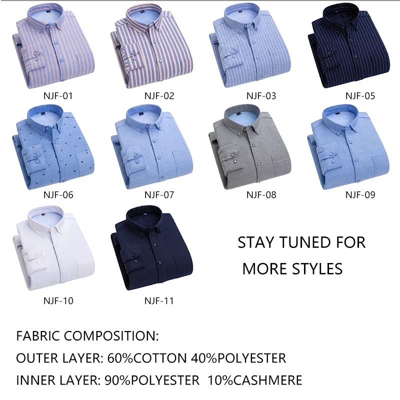Aoliwen Oxford Long Sleeve Warm Striped Anti Wrinkle Shirts For Men Winter 60% Cotton Casual Thick Plus Velvet Button Shirts New