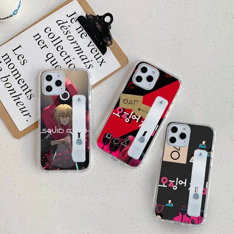 

Squid Game HoYeon Jung Phone Case Wrist Strap For iPhone 7 8 11 12 X XS XR MINI Pro Max Plus Hand Band Transparent Clear