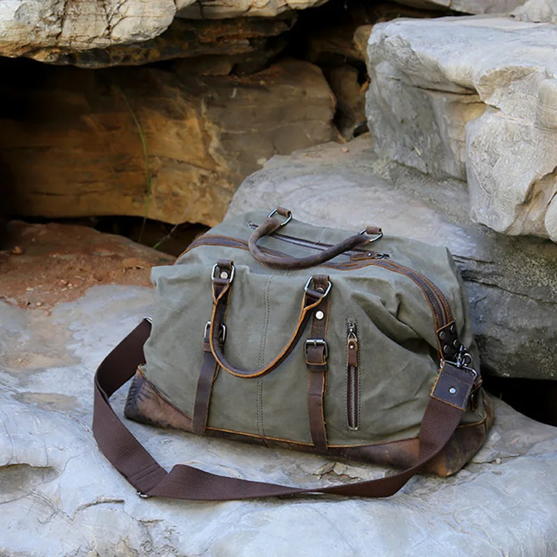 Винтажная Вощеная холщовая мужская сумка для путешествий большая