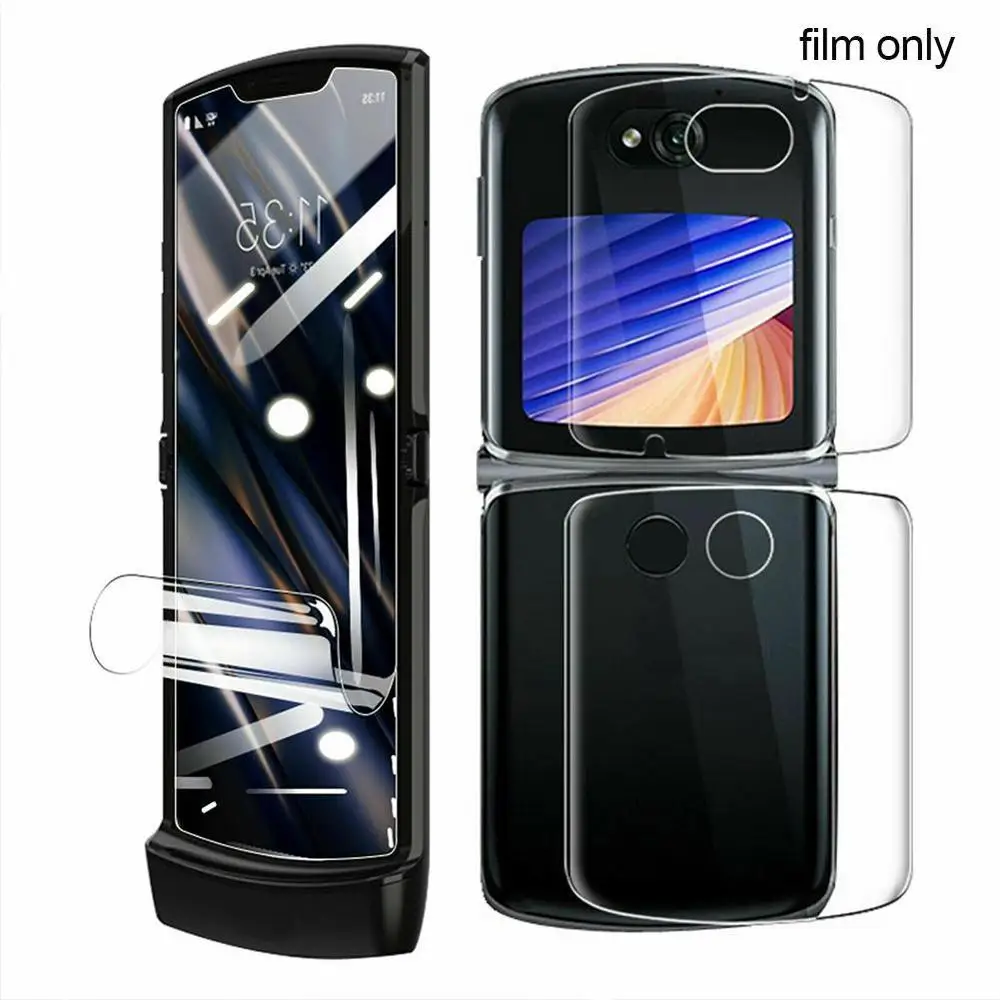 Мягкая Гидрогелевая пленка 3 в 1 для Motorola Moto Razr 5G Защитная экрана HD Back 2020 мягкая