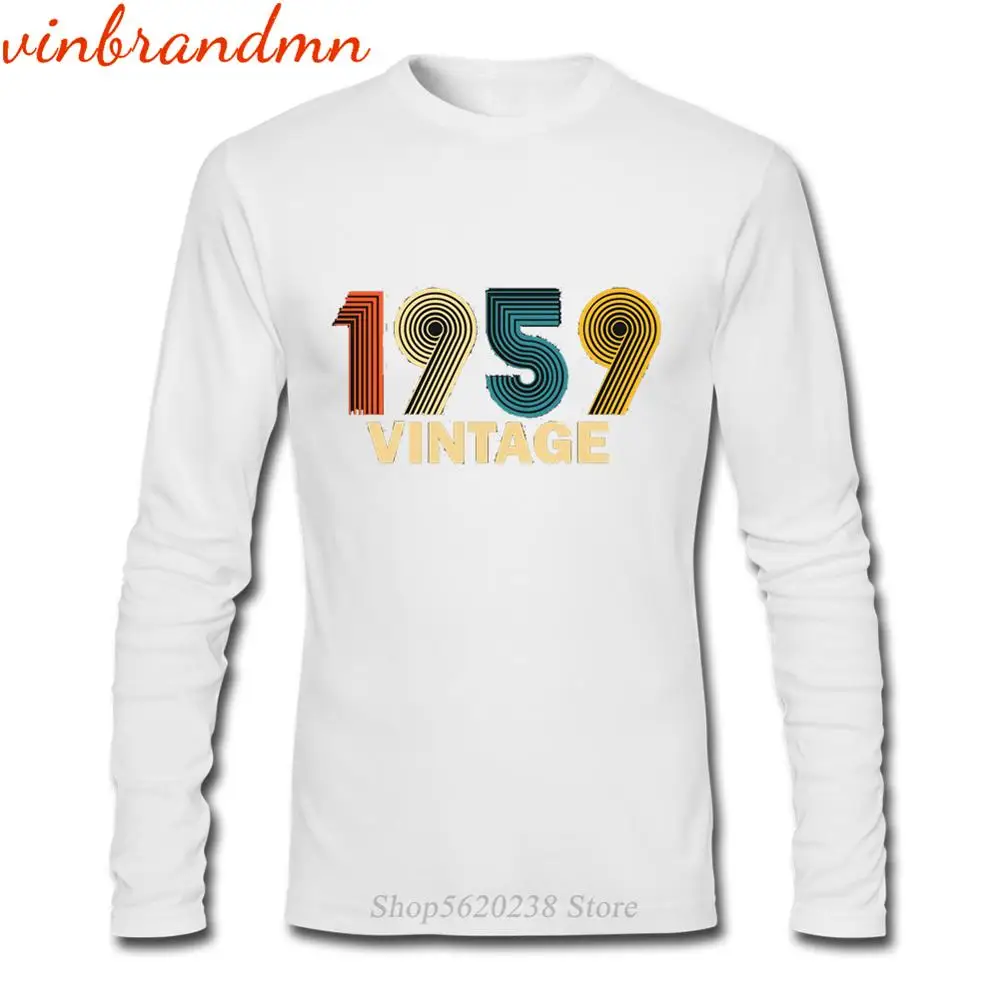 Мужские Винтажные Забавные футболки с длинным рукавом 1959 классический подарок
