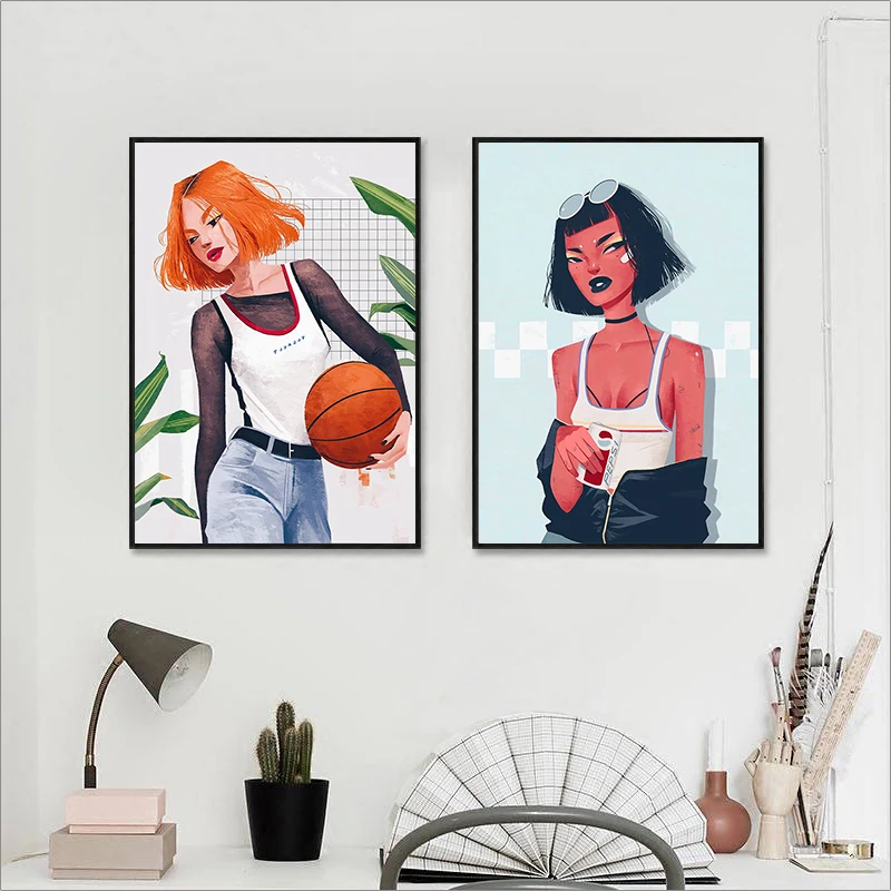 

Modern Anime Personality Girl Colorful Canvas Painting Wall Art Picture Prints for Home Decor Living Room Decoration