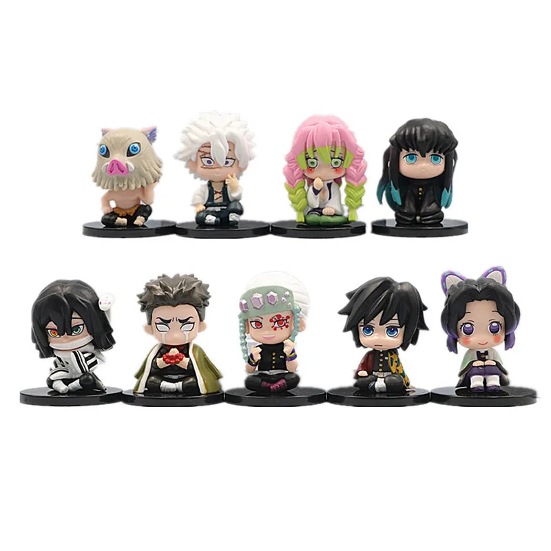 

6-7CM Anime Demon slayer kimetsu no yaiba Q version Nezuko Action figures toys Kanroji Mitsuri Uzui Tengen anime figure for gift