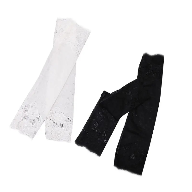 

Women Girls Summer UV Protection Arm Sleeves Sexy Crochet Floral Lace Warmers Jacquard Scar Cover Long Fingerless Driving Gloves