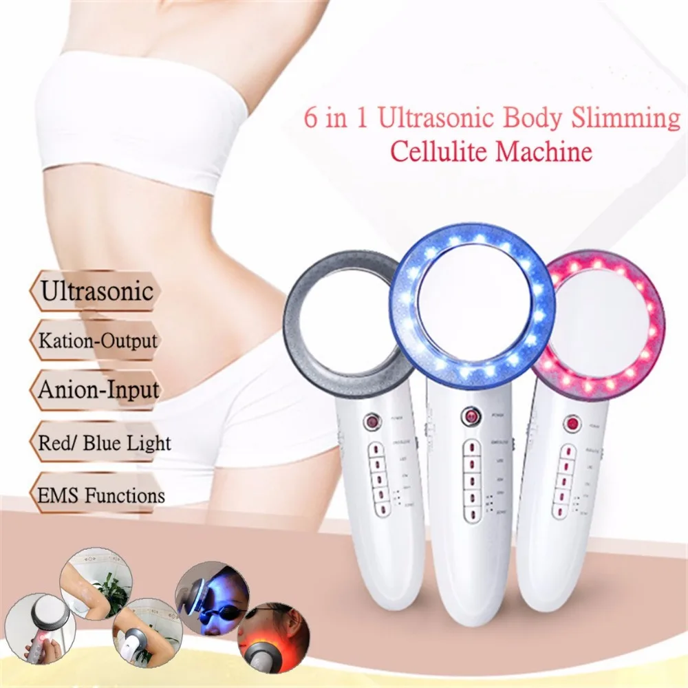 Goede 6 In 1 Ultrasone Vet Brander 1Mhz Ultrasound Body Afslanken Cellulitis Machine Facial Massager Gezicht Photon Ems Galvanische Huid Zorg